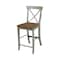 International Concepts Round 30 in Rd Ped Gathering Ht Table, 2 X-Back Counter Ht Stools, Hickory/Stone, 30 in W, 30 in L K41-30RT-27B-S6132-2 - alternate 2